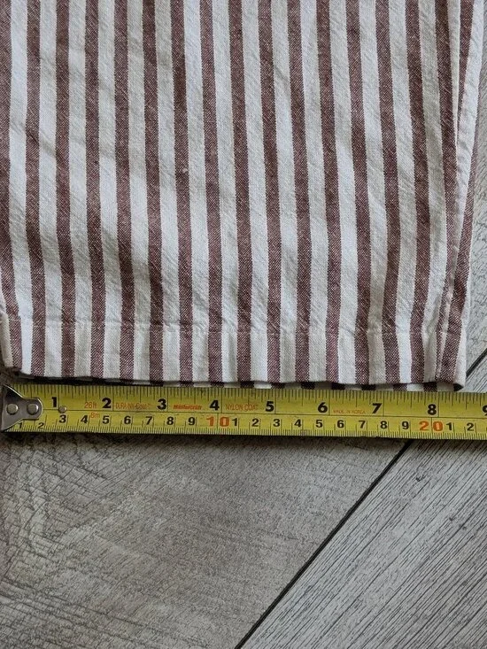 Linen Blend Striped Wide Leg Jumpsuit Smocked Back Coastal Fit & Flare M - Picture 13 of 13